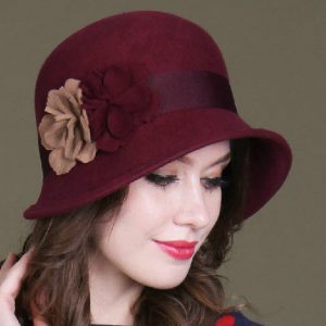 High-Quality-Winter-Vintage-Western-1920s-Style-Wool-Ladies-Cloche-Hats-Solid-Wine-red-Camel-Bucket